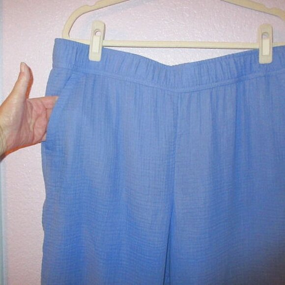 Talbots Women's Pants Size XL Airy Gauze Wide Leg High Rise Pockets Coastal Boho - Picture 2 of 8